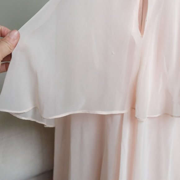 Vtg Judy Hornby Silk and Lace Applique Tiered Maxi Gown - Picture 8 of 12